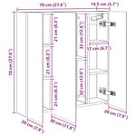vidaXL Armoire Miroir de Salle de Bain Chêne noir 70 x 14 5 x 70 cm