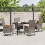 vidaXL Ensemble de salle à manger jardin 5 pièces avec coussins en rattan poly gris