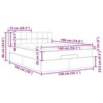 vidaXL Cadre de lit ottoman et matelas gris clair 140x190 velours