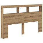 vidaXL Armoire tête de lit avec LED chêne artisanal 160x17x102 cm