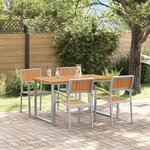 vidaXL Ensemble de salle à manger pour jardin 5 Pièces Gris et marron