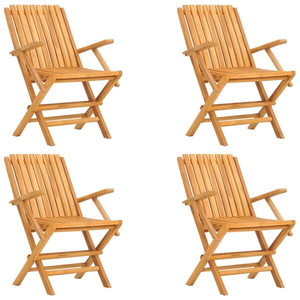 vidaXL Chaises de jardin pliantes lot de 4 61x67x90cm bois massif teck