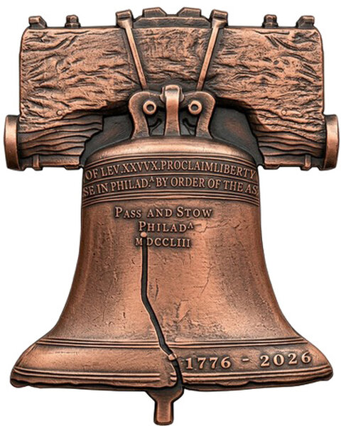 Monnaie LIBERTY BELL 250 Anniversaire 5 Oz Cuivre 1$ Liberia 2026 (PRÉCOMMANDE)