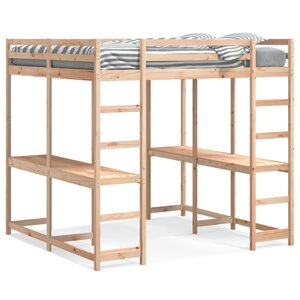vidaXL Lit superposé et bureau et échelle 160x200cm bois de pin massif