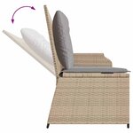 vidaXL Banc inclinable de jardin avec coussins beige résine tressée