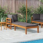 vidaXL Chaise longue avec 1 accoudoir Gris foncé Bois d'acacia solide