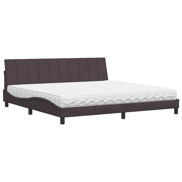 vidaXL Lit avec matelas marron foncé 200x200 cm tissu