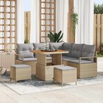 vidaXL Ensemble de canapé de jardin 8 Pièces Beige Poly rotin