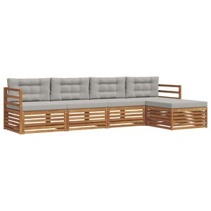 vidaXL Ensemble de canapés d'extérieur 5 Pièces Gris Naturel et Clair