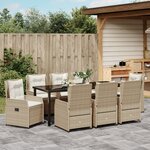 Ensemble de Salle à Manger de Jardin vidaXL 9 Pièces Beige Rotin Synthétique