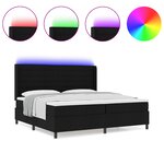vidaXL Lit à ressorts avec matelas et LED noir 200 x 200 cm en tissu