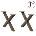 vidaXL Pieds de table basse en forme de X 2 pièces acier naturel 50 x (30-31) cm