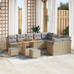 vidaXL Ensemble de canapé de jardin 12 pièces avec coussins beige poly rotin acacia