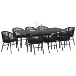 vidaXL Ensemble de salle à manger pour jardin 9 Pièces Noir polyrotin