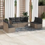 vidaXL Salon de jardin avec coussins 7 Pièces gris résine tressée