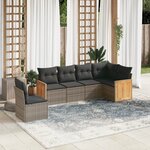 vidaXL Salon de jardin 6 Pièces avec coussins gris résine tressée
