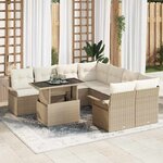 vidaXL Ensemble de canapé de jardin 9 Pièces Beige Poly rotin