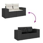 vidaXL Salon de jardin 10 Pièces avec coussins noir résine tressée