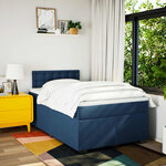 vidaXL Sommier à lattes de lit avec matelas Bleu 120x200 cm Tissu
