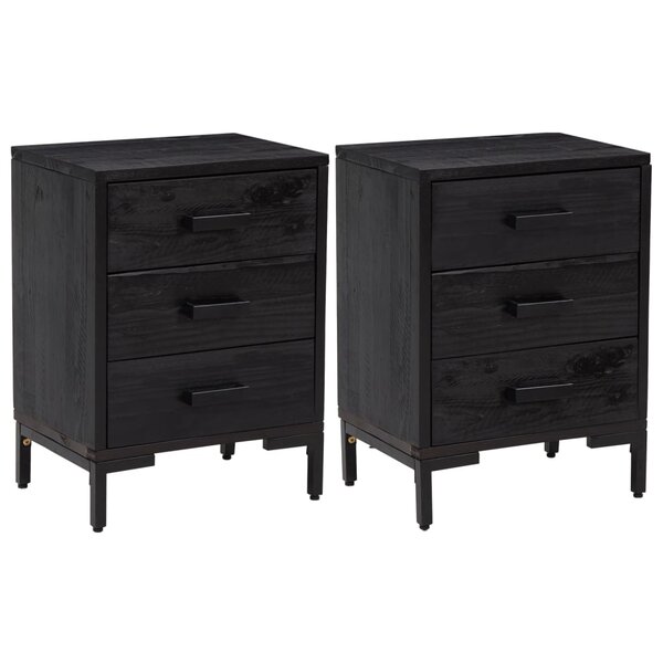 vidaXL Tables de chevet 2 Pièces Noir 40x30x55 cm Bois de pin massif