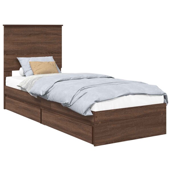 vidaXL Lit de Rangement Chêne brun 75 x 190 cm Bois d'ingénierie
