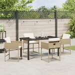 vidaXL Ensemble de salle à manger de jardin de 5 pièces avec coussins beige en poly rattan