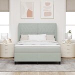 vidaXL Lit ressort avec matelas gris clair 160x200 cm en velours