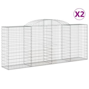 vidaXL Paniers à gabions arqués 2 Pièces 300x50x120/140 cm fer galvanisé