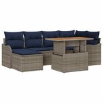 vidaXL Ensemble de canapé de jardin 7 Pièces gris et bleu marine