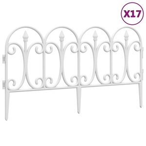 vidaXL Bordures de pelouse 17 Pièces Blanc 10 m PP