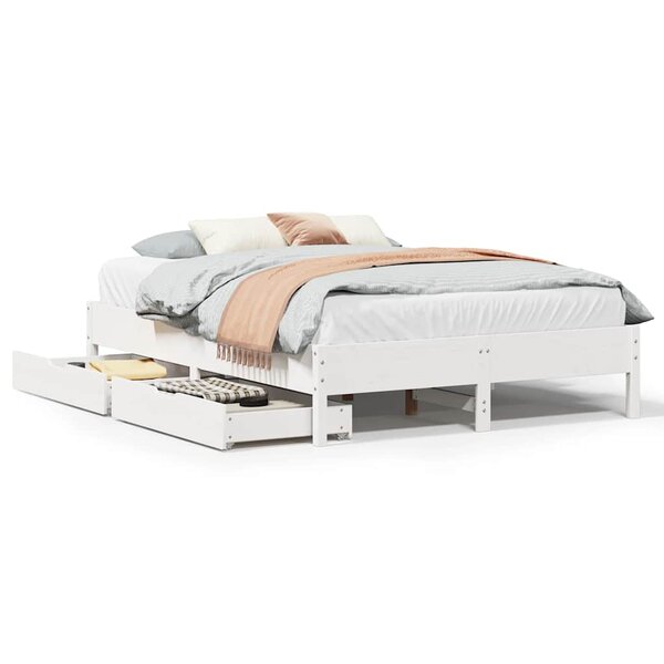 vidaXL Cadre de lit sans matelas blanc 140x200 cm bois de pin massif