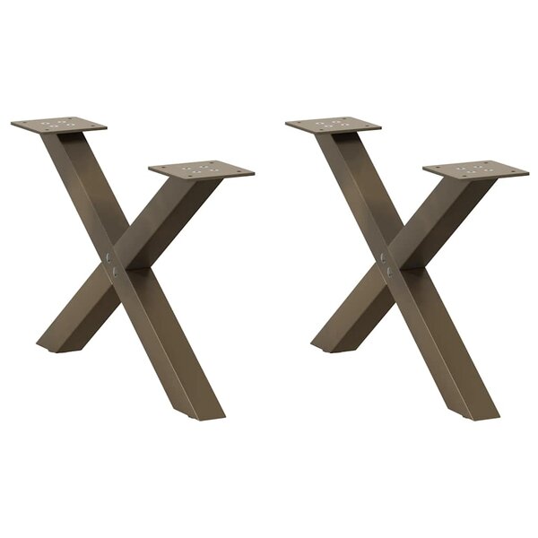 vidaXL Pieds de table basse en forme de X  2 pièces  acier naturel  60 x (30-31) cm