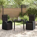 vidaXL Ensemble de salle à manger pour jardin 3 Pièces Noir polyrotin