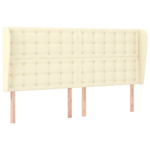 vidaXL Tête de lit avec oreilles Crème 203x23x118/128 cm Similicuir