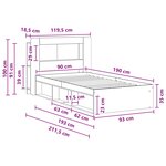 vidaXL Cadre de lit avec rangement Bois ancien 90 x 190 cm