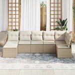 vidaXL Ensemble de canapé de jardin avec coussin 7 Pièces Beige  Crème