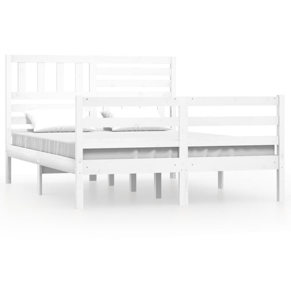 vidaXL Cadre de lit sans matelas blanc bois massif 140x200 cm
