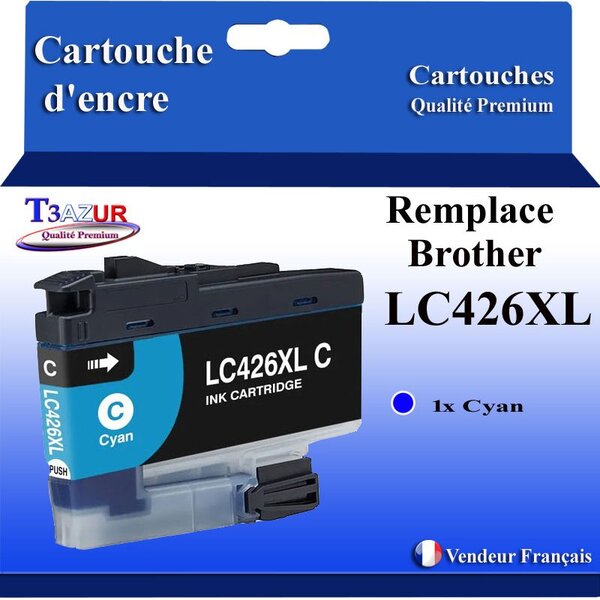 T3AZUR- Cartouche compatible avec Brother LC426 XL pour Brother Mini 19 Biz-Step  Cyan