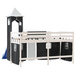 vidaXL Lit mezzanine enfants et tour blanc/noir 90x200 cm pin massif