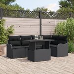 Ensemble de canapé de jardin 6 pièces avec coussins Rotin noir vidaXL
