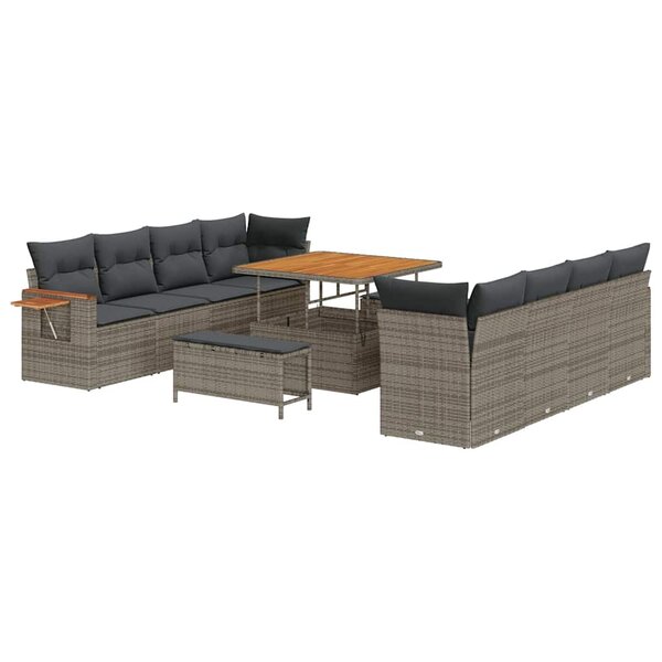 vidaXL Ensemble de canapé de jardin 11 Pièces Gris Poly rotin