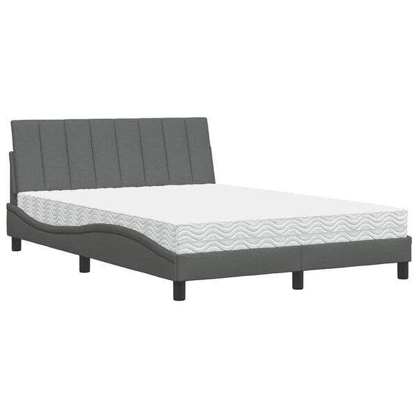 vidaXL Lit avec matelas Hanko gris foncé 140x200 cm tissu