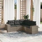 vidaXL Salon de jardin 5 Pièces avec coussins gris résine tressée