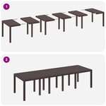 vidaXL Ensemble de salle à manger de jardin 13 pièces avec coussins marron poly osier