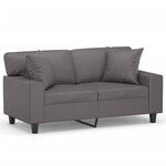 vidaXL Canapé 2 places avec oreillers gris 120 cm similicuir