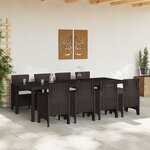 vidaXL Ensemble de salle à manger pour jardin 9 Pièces Marron Rattan Polt