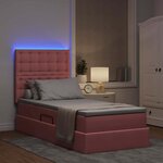 vidaXL Lit de rangement LED avec matelas Rose 90 x 190 cm Velours