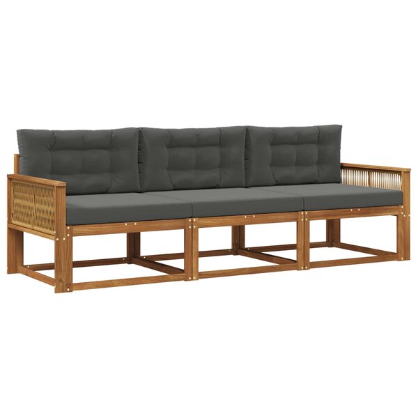 vidaXL Ensemble de canapés d'extérieur 3 pc Naturel et Anthracite