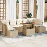vidaXL Ensemble de salon de jardin de 8 pièces avec coussins beiges en rattan poly