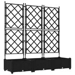 vidaXL Bac à fleurs avec Treillis 3 Pièces Noir 120 x 40 x 125.5 cm PP